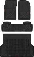 FlexTough Advanced Heavy Duty Black Rubber Car Floor Mats & Cargo Liner for SUV & Car Full Set - Universal Trim to