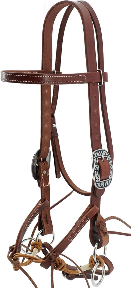 Heavy-Olied Harness Leather Bitless Bridle Training Aid,Heavy-Olied Harness Leather Nose Side
