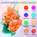 Epoxy Resin Pigment - 24 Colors Liquid Translucent Dye, Highly Concentrated for DIY Jewelry Making, Paint, Craft
