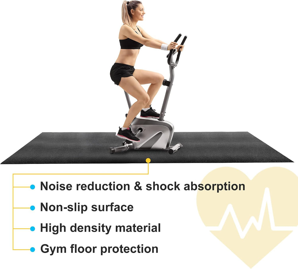 Large Exercise Equipment Mat 96"x38" - Heavy Duty Floor Protection for Treadmill, Bike & Elliptical, 6mm Thick