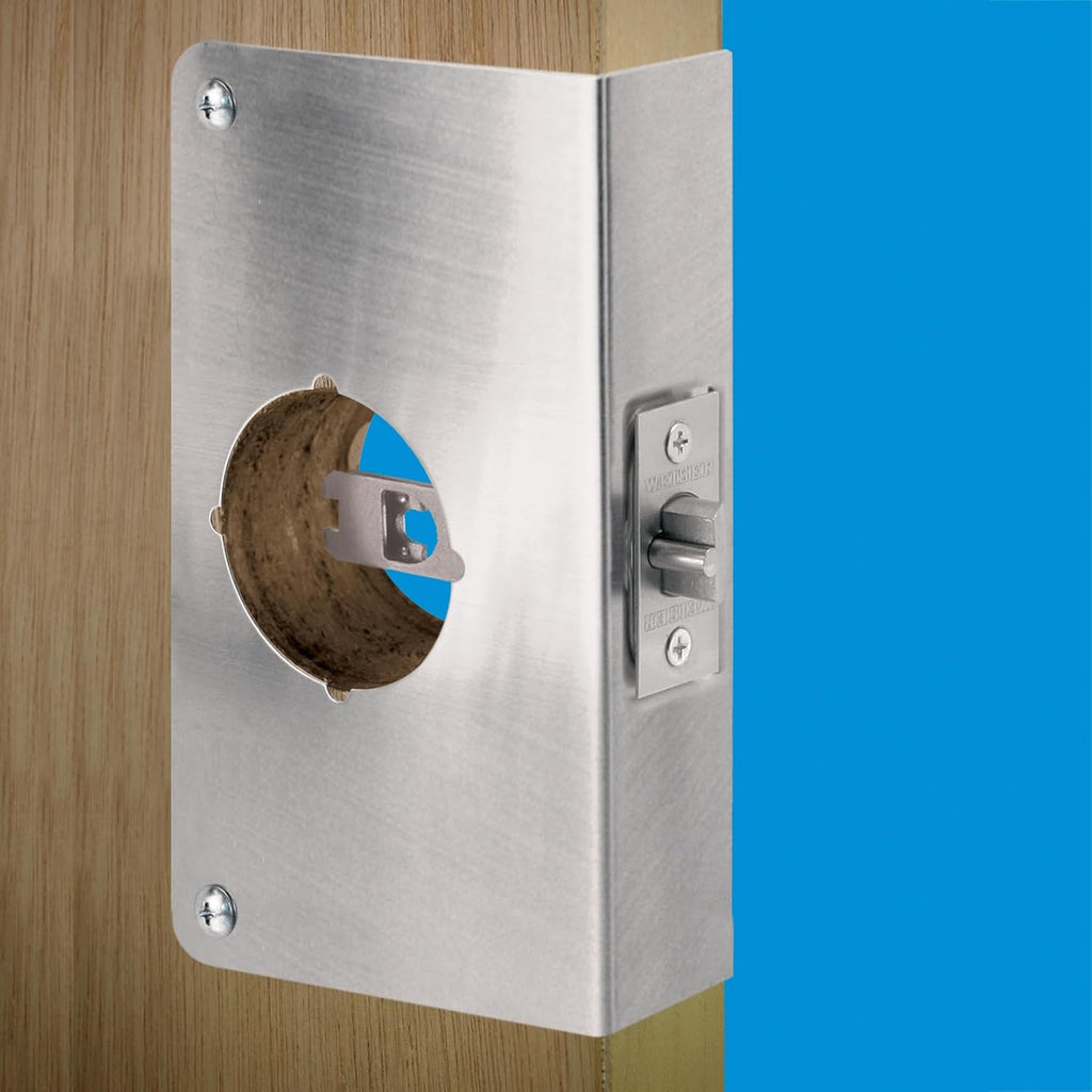 Prime-Line U 9552 Stainless Steel Lock and Door Reinforcement Plate for 1-3/4 In. Thick Doors, Stainless Steel Finish