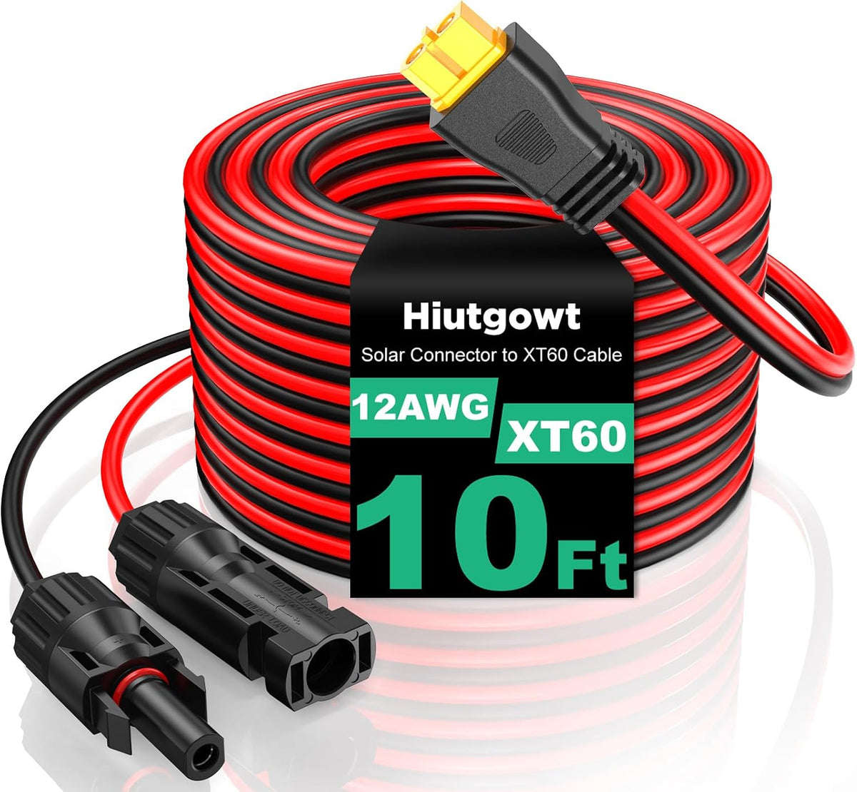 12AWG XT60 Solar Cable 10FT, XT60 Charging Cable 3 15 20 30 40 50FT, XT60 Adapter for Solar Panel to Portable Power Station Solar Generator
