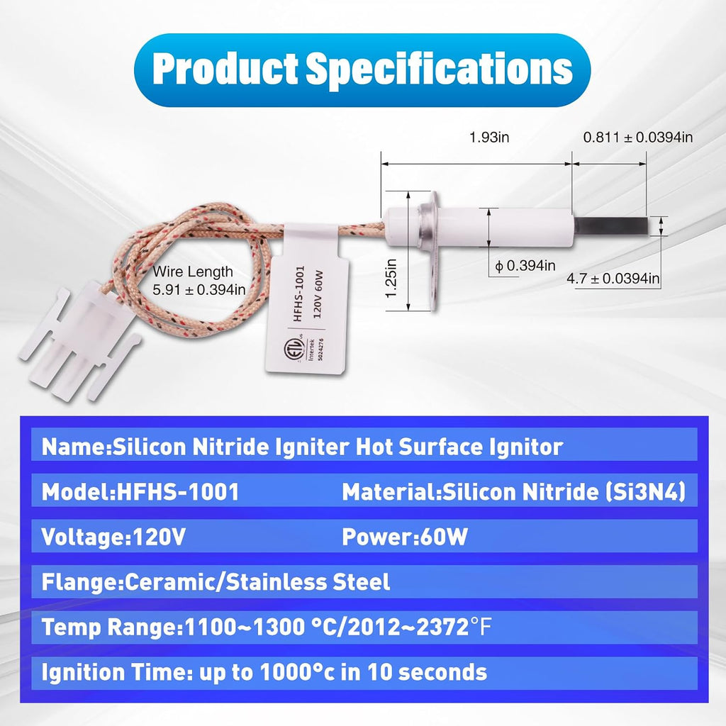 Hot Furnace Ignitor 120V 60W, Gas Furnace Hot Surface Igniter Replacement