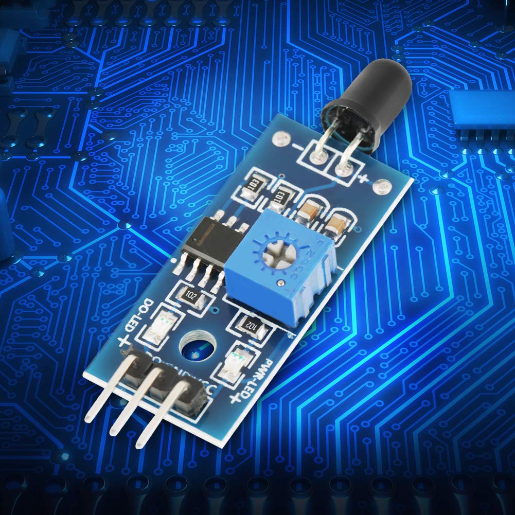 IR Infrared Flame Sensor Module 5 Pack 760-1100nm Detection Range with Adjustable Sensitivity and 60° Viewing Angle Digital and Analog Output for Fire Detection Compatible with Arduino