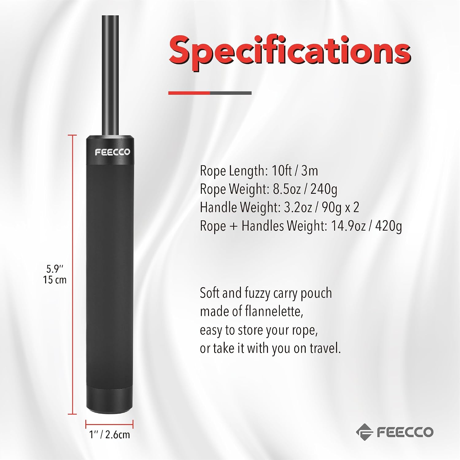 FEECCO Weighted Jump Rope for Men, PVC Rope with Metal Handles and Ball Bearings