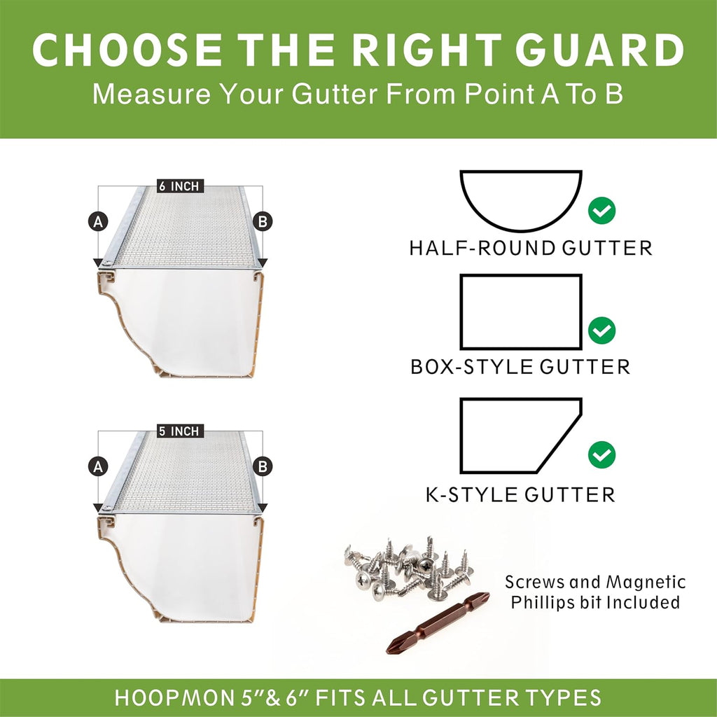 5 Inch Gutter Guard, 100% Stainless Steel High-Flow Leaf Screen