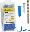Conical Concrete Anchors and Screws Kit, Plastic Conical Wall Anchors for Lightweight Fixtures in Concrete, Block