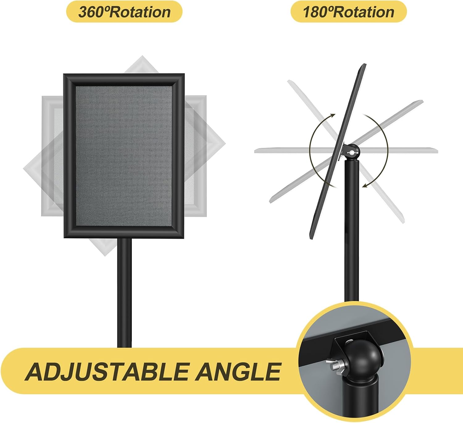 Sign Holder Stand 8.5x11 inch - Adjustable Floor Standing Sign Holder - Signage Stand with Snap-Open Frame Display