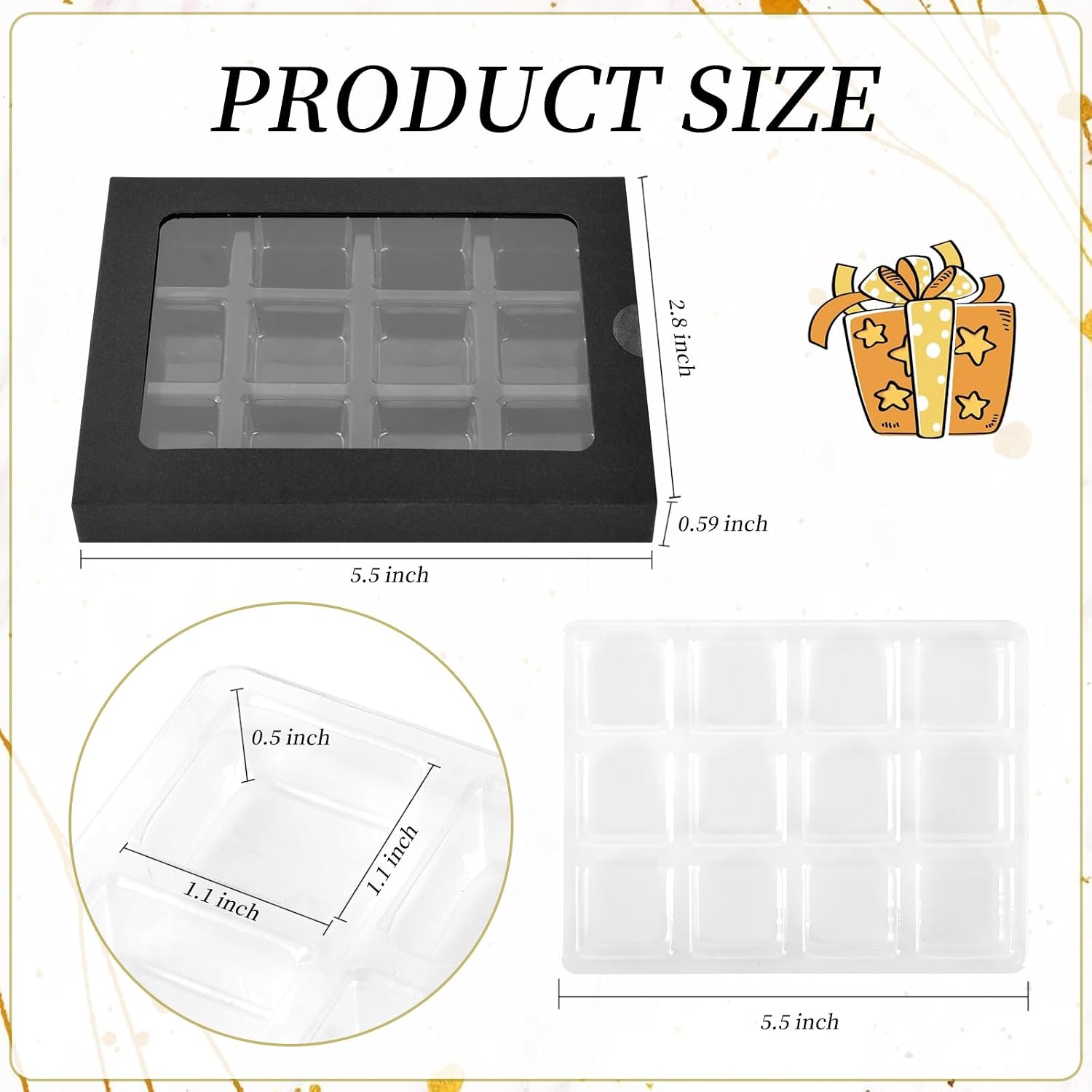 50 Pcs Gift Boxes for Wax Melts Plastic Mold With Box Wax Melt Boxes Crystal Clear Wax Melt Molds Wax Melts