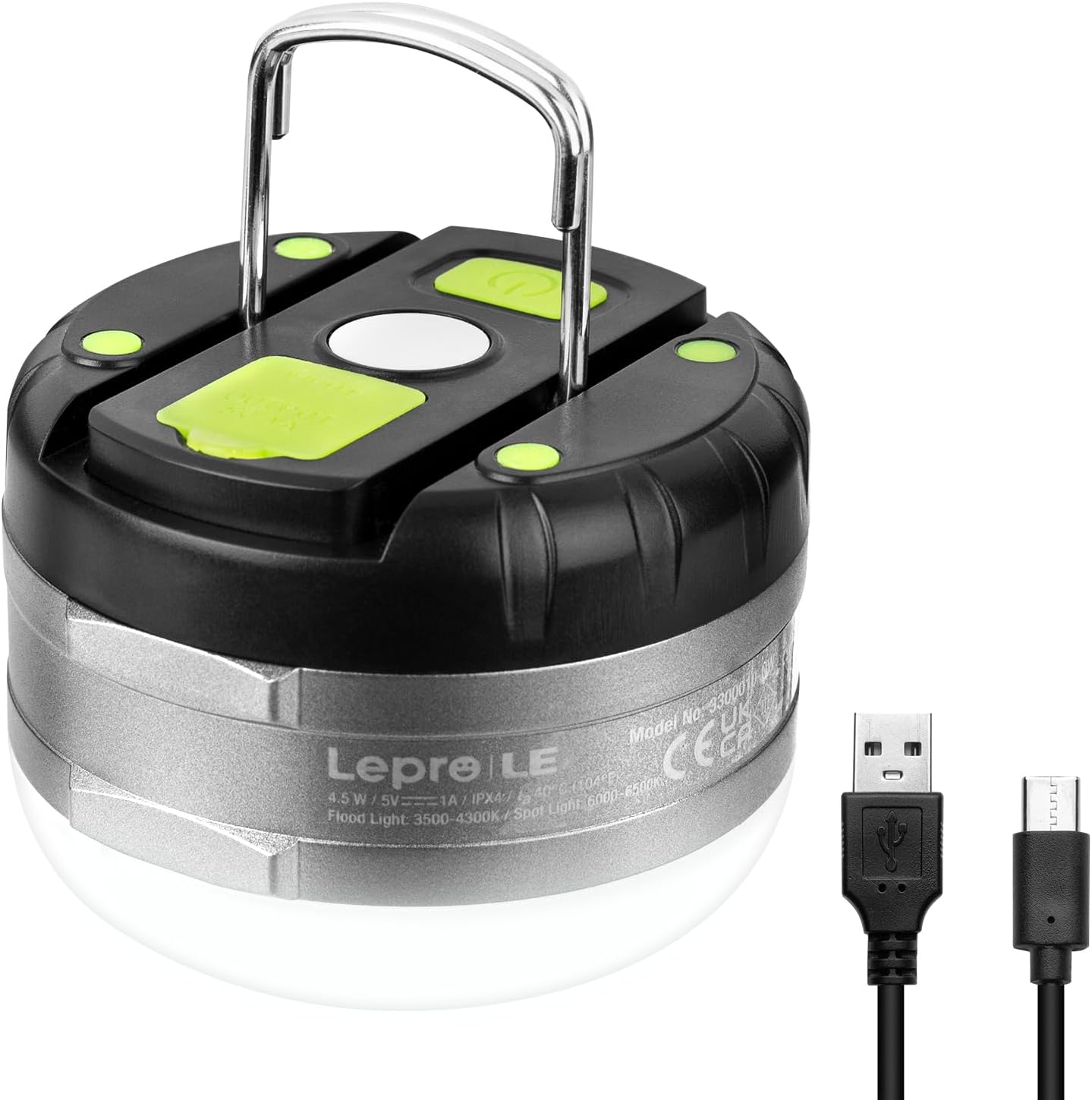 LE LED Camping Lantern Rechargeable, 410LM, 5 Light Modes, Power Bank, Waterproof, Mini Flashlight with Magnetic Base