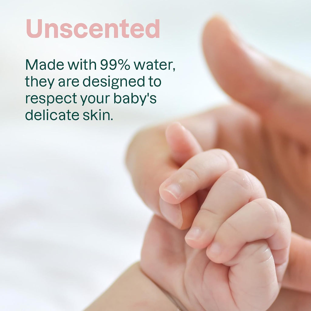 ATTITUDE Baby Water Wipes, EWG Verified, Safe for Newborns, Unscented & Fragrance-Free, 99% Water, Gentle &