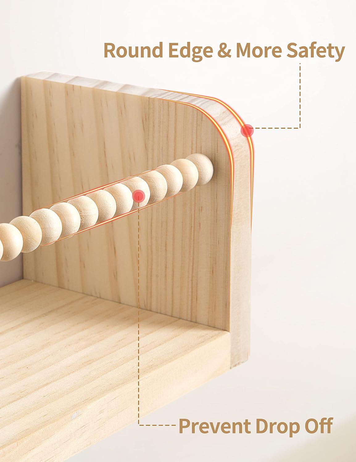 Nursery Floating Shelves for Wall, Set of 3 Book Shelves Natural Wood Wall Mounted Organizer with Towel Bar Hanging