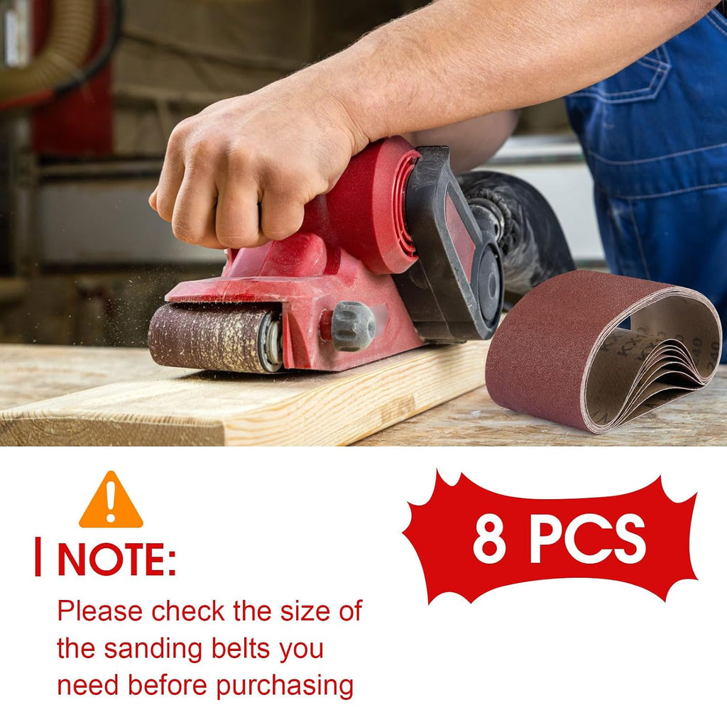 8 Pcs Belt Sander Paper, 3x21 Belt Sander Sanding Belts Sanding Belt