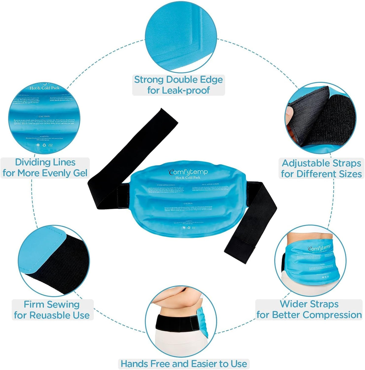 Large Ice Pack for Injuries Reusable Gel Back Pack Pain Relief