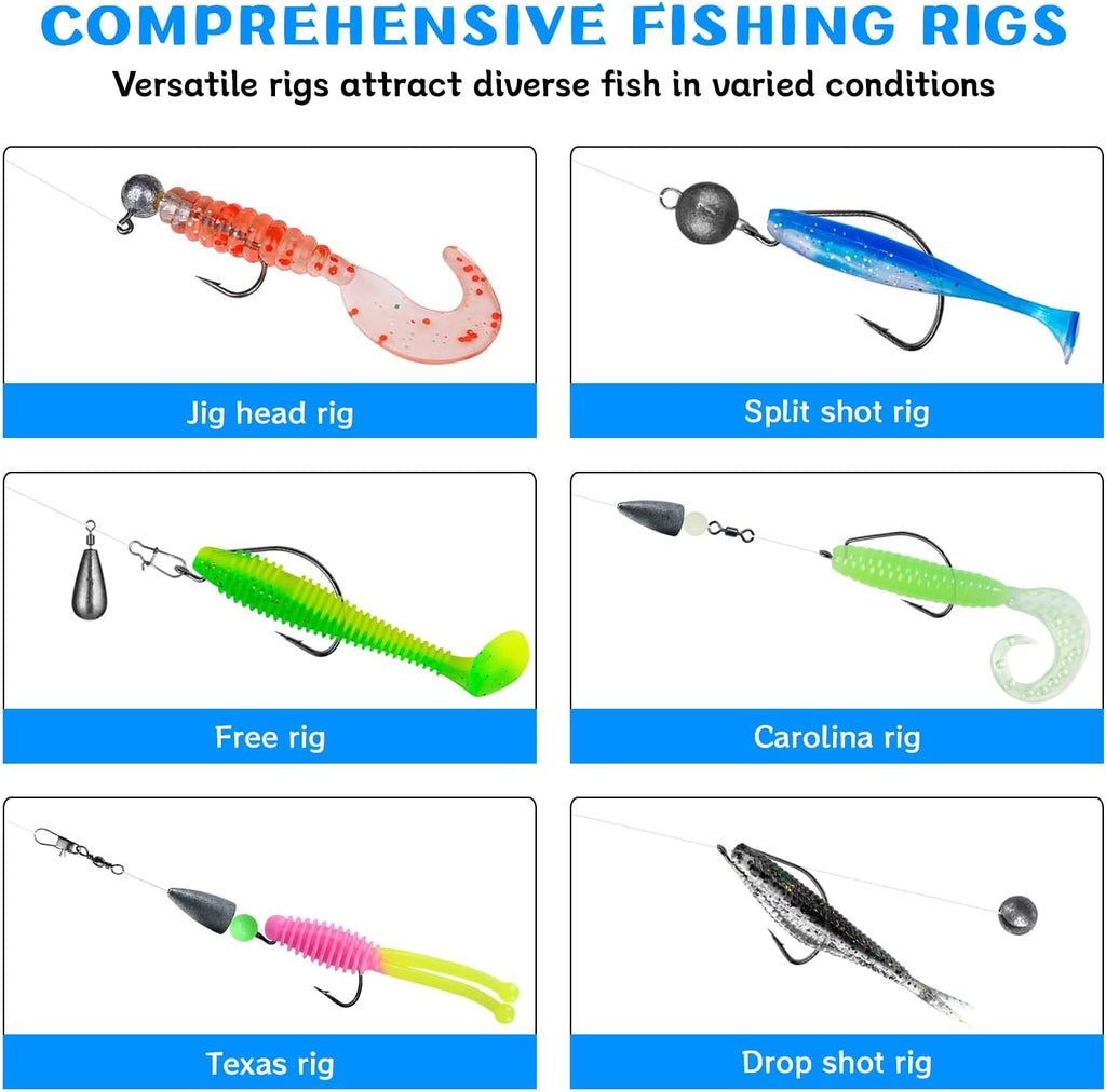 Fishing Accessories Kit Organized Fishing Tackle Box | Included Hooks, Sinkers Weights, Rubber Bobber, Jigs, Beads
