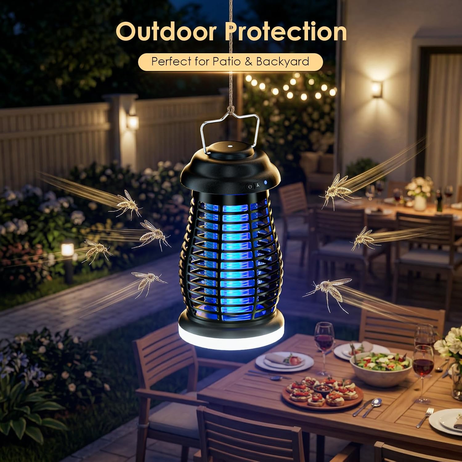 Cordless Bug Zapper Outdoor, 4200V Electric Mosquito Zapper, Fly Trap, Rechargeable Portable Fly Zapper, Waterproof