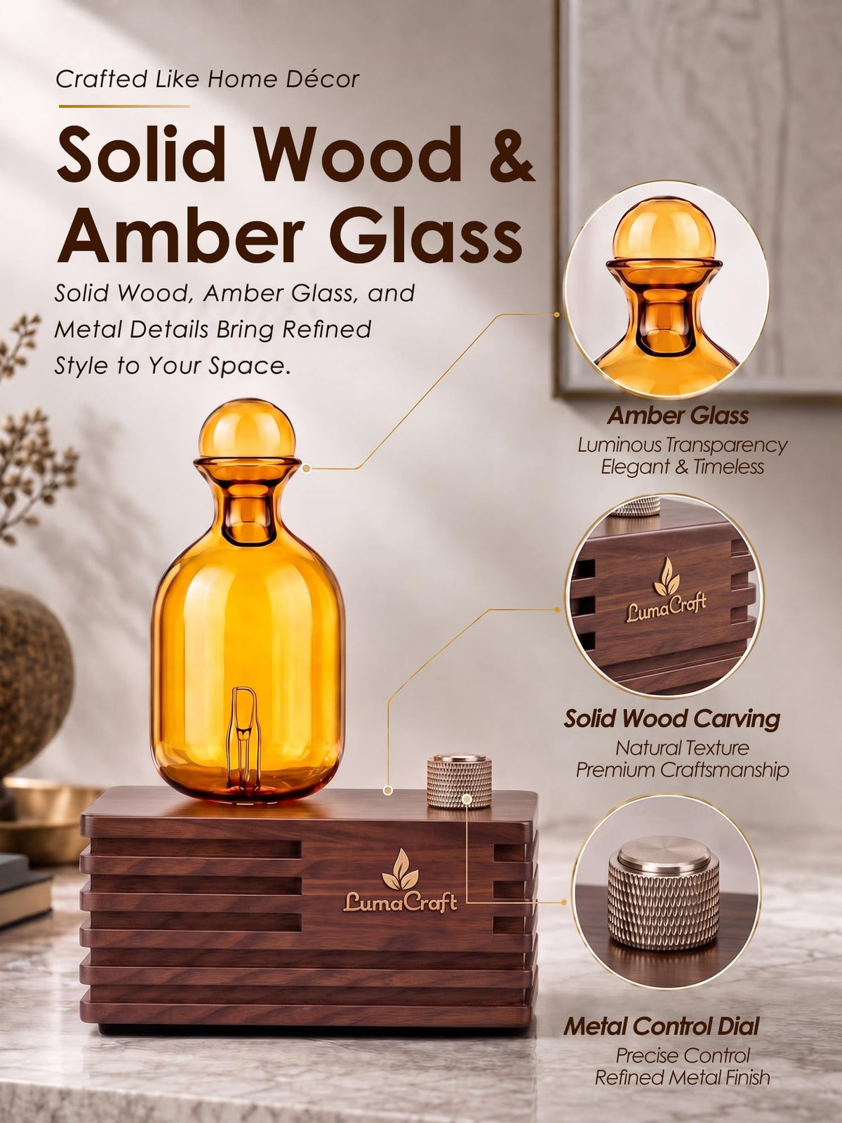 Waterless Essential Oil Diffuser for Home with 3 Oils, 4 Modes