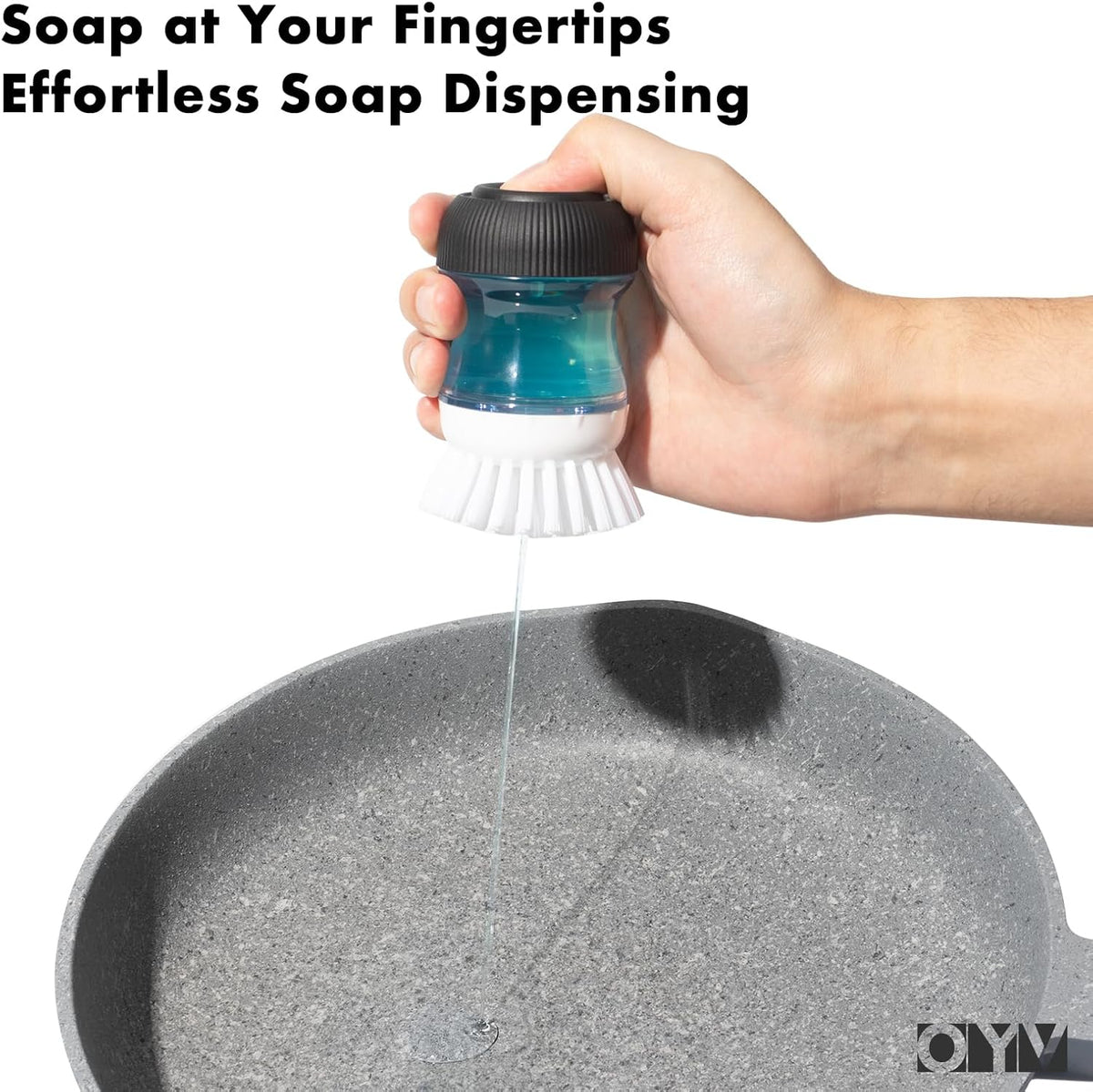 Soap Dispensing Palm Brush, 1-Pack Dish Scrub Brush, Black/Clear/White