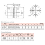 BORDSTRACT 6.35mm to 9.525mm Flexible Diaphragm Coupling,D32 L28