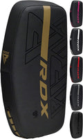 Thai Pads Curved Kickboxing Muay Thai with Solid Handle Grip, Maya Hide Leather KARA Strike Shield for Knees Elbows