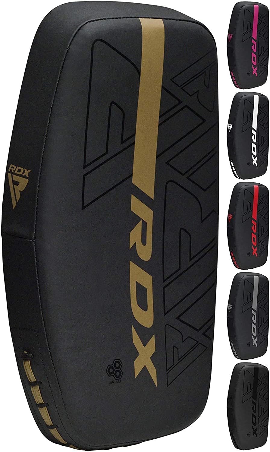 Thai Pads Curved Kickboxing Muay Thai with Solid Handle Grip, Maya Hide Leather KARA Strike Shield for Knees Elbows