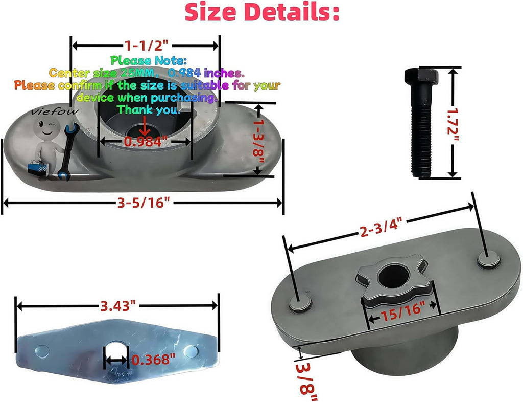 748-0376E(25𝐌𝐌 Center Hole) Lawn Mower Blade Adapter Kit Replace | 748-0376 748-0376A 748-0376B Fits MTD Craftsman