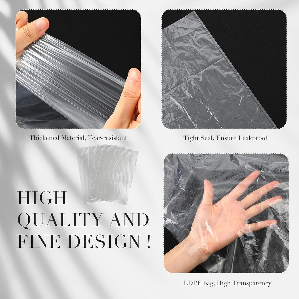 200 Pcs Large Clear Plastic Bags 18" x 24" Flat Open Poly Plastic Packaging Wrap Bags for Bread Dough Clothes