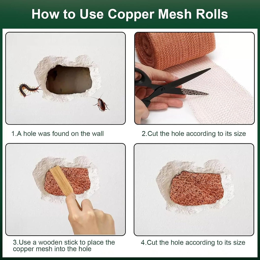 Copper Mesh Roll – 5 in x 20 ft Rodent & Pest Control Hole Filler for Gaps and Cracks – Gloves & Tools Included