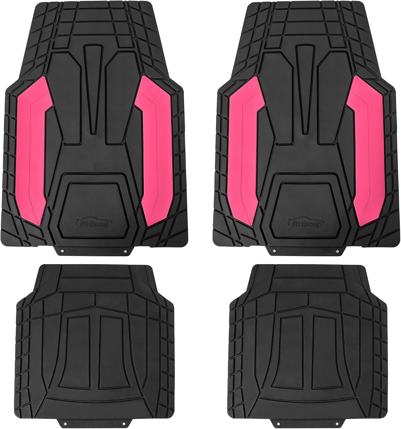 Heavy-Duty Rubber Floor Mats for Cars - Stripe Design, Universal Fit Full Set, Climaproof, Trimmable for Most Sedan