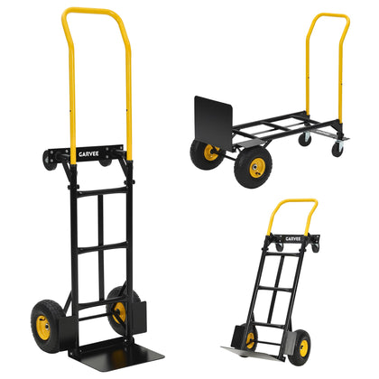 Convertible Hand Truck and Cart, 2 in 1 Utility Dolly Platform Cart with 4 Wheels, 800 LBS Heavy Duty Hand Cart for