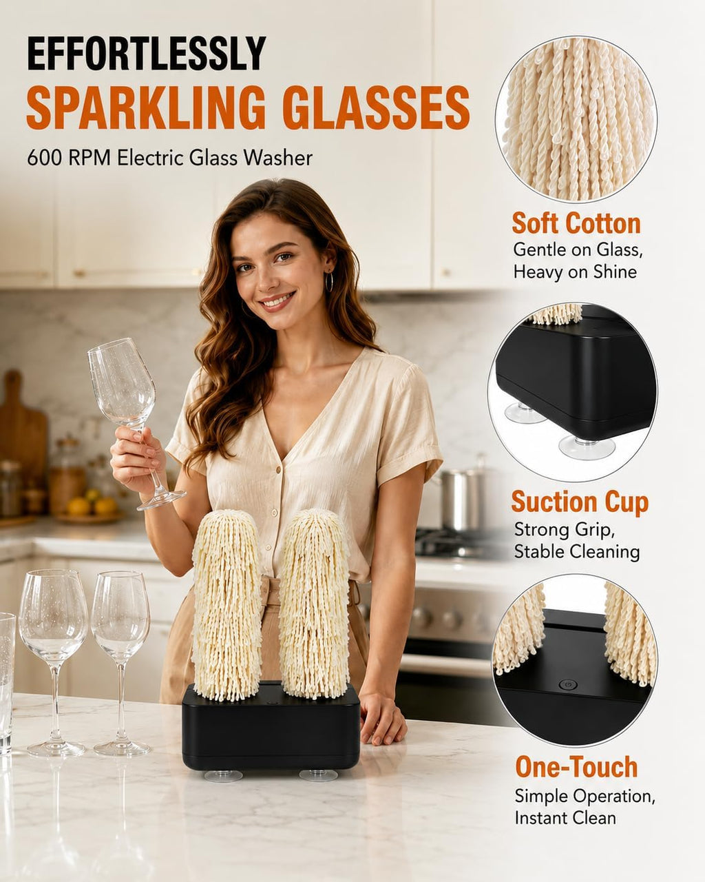 Wine Glass Polisher Glassware Drying Machine Commercial-Grade 600RPM Torque