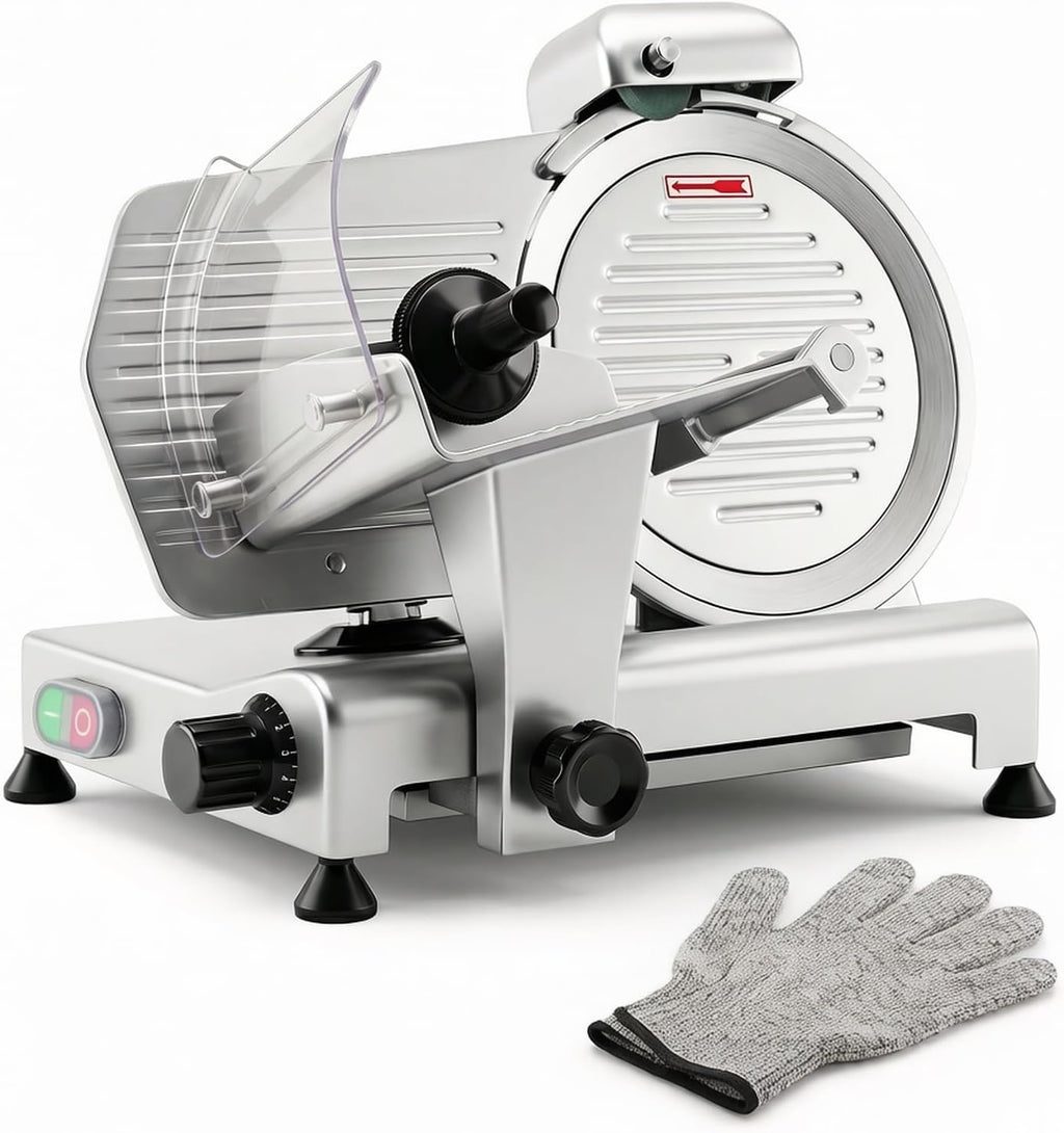 Commercial Meat Slicer 320W, 10" Blade, 1-12mm Adjustable, NSF Certified