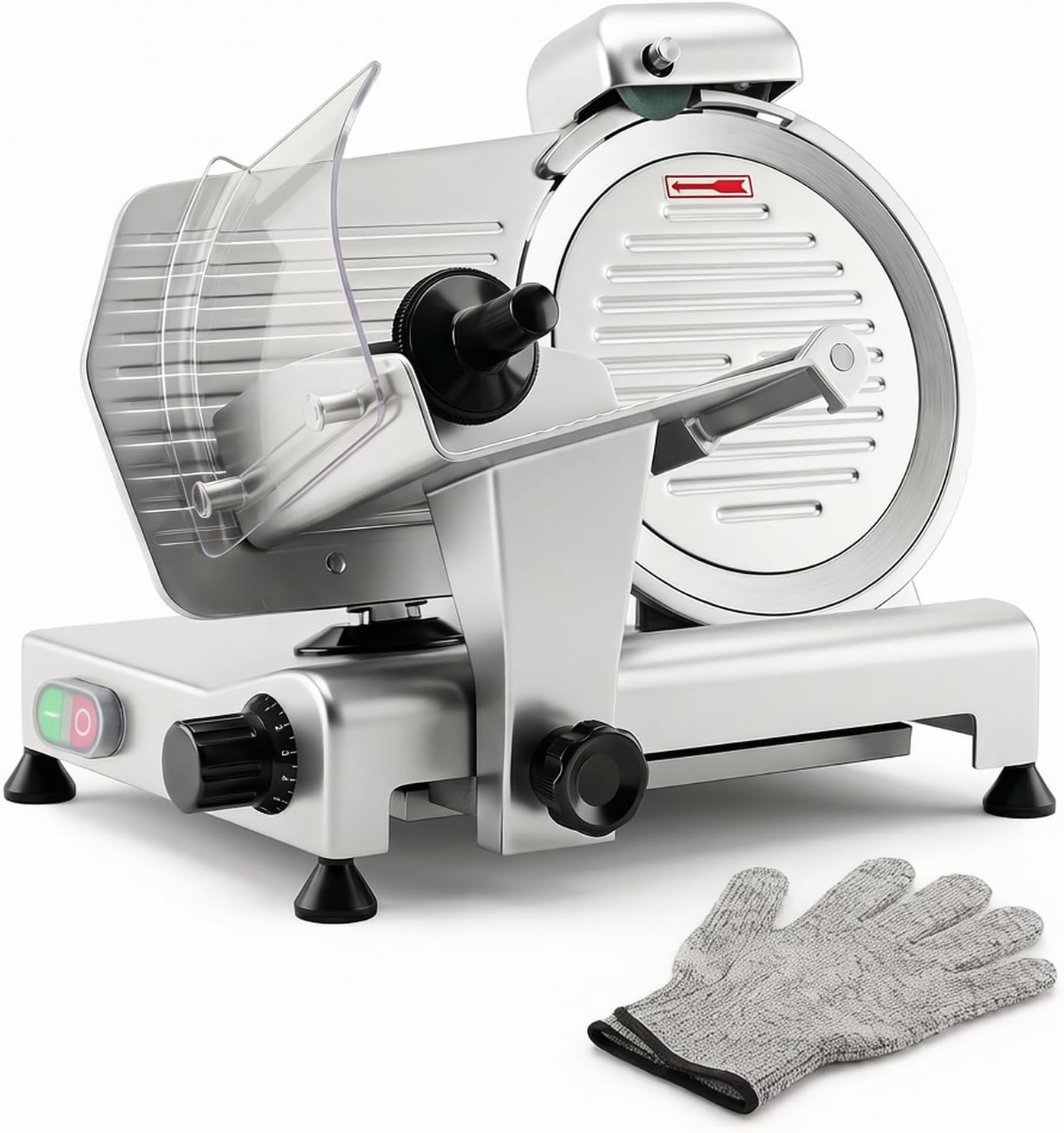 Commercial Meat Slicer 320W, 10" Blade, 1-12mm Adjustable, NSF Certified