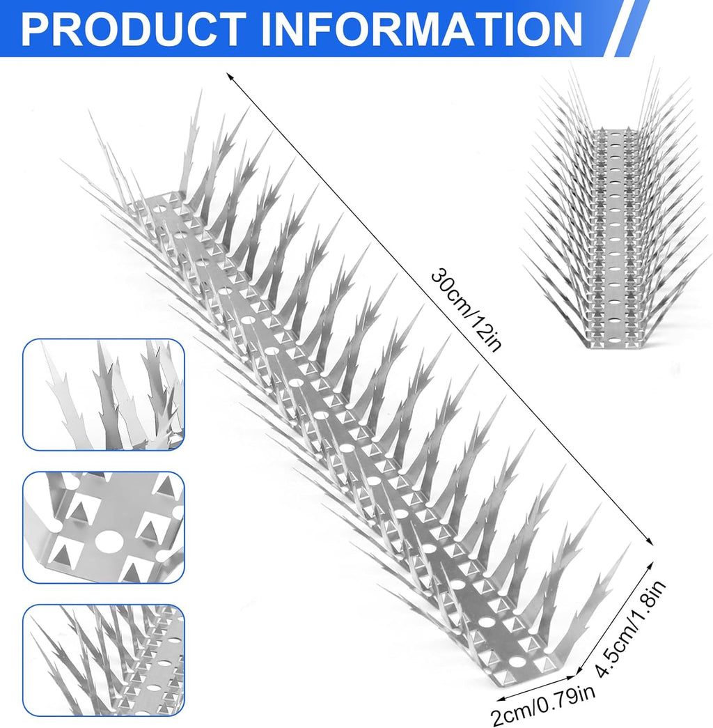 Bird Spikes, 5 Feet Stainless Steel Bird Control Spikes for Outside, Pigeon and Squirrel Blocking Spikes, for Garden