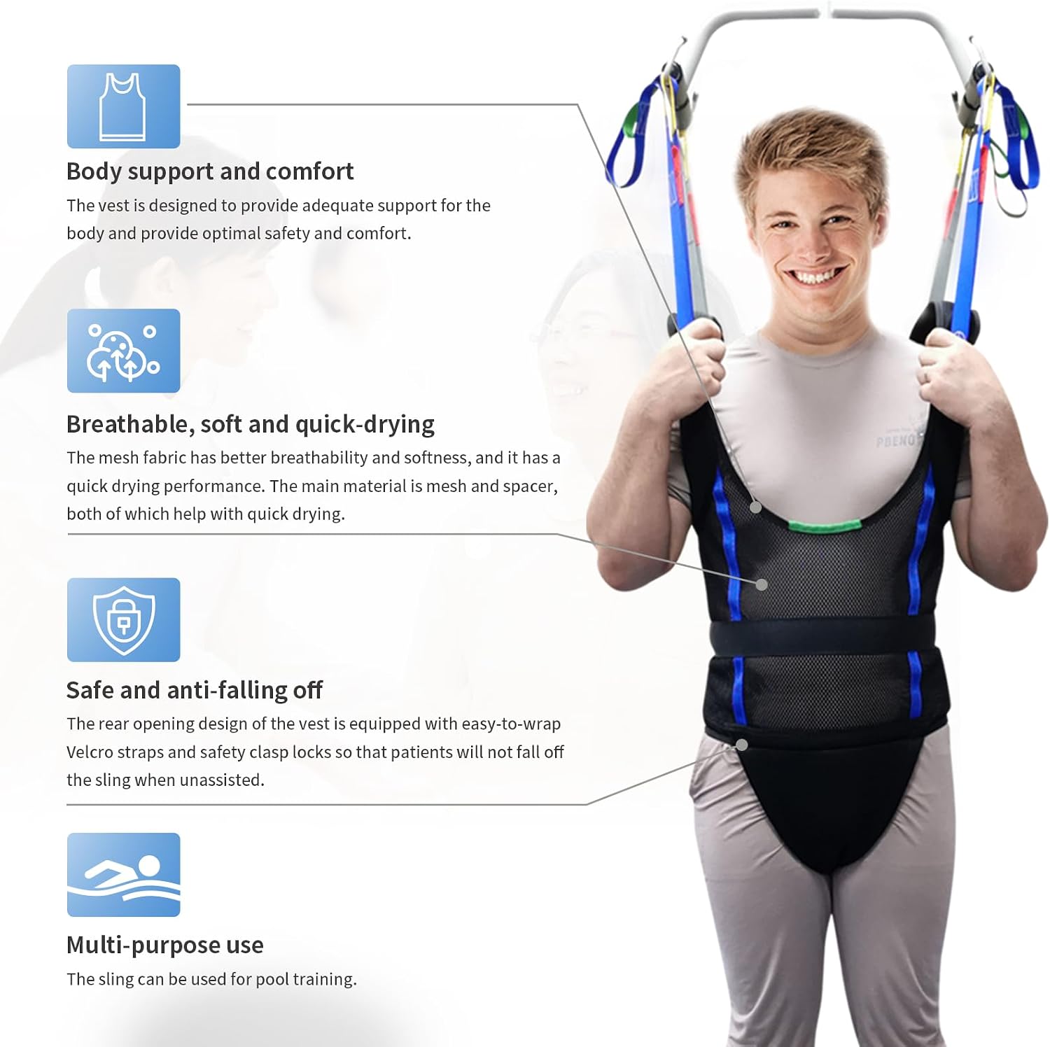 Patient Lift Sling Medical Transfer Sling for Patient Walking Training, Working Aids for Ambulation Support Training