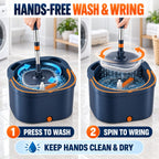 Spin Mop and Bucket Set, Mop Bucket with Separate Dirty/Clean Water System