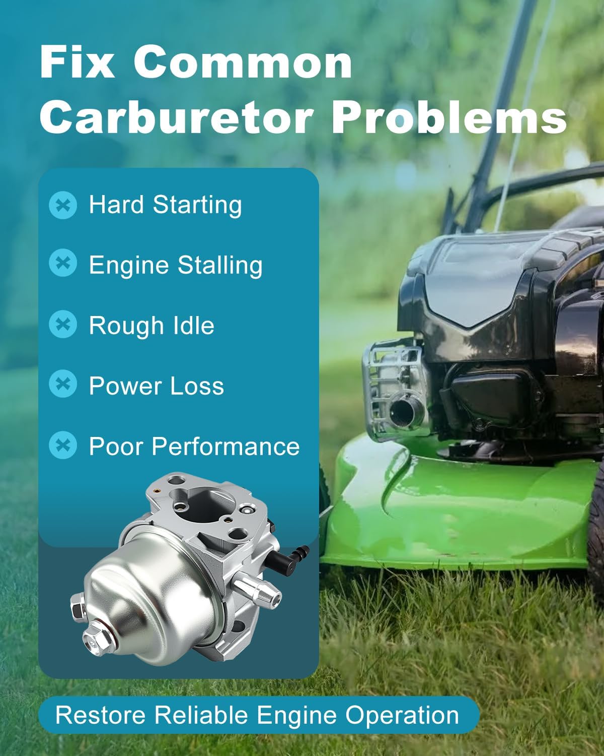Carburetor Carb Kit Replacement for PowerSmart Lawn Mower | Fits 16100-Z3C0210-00A0 Engine Carburetor with Gasket