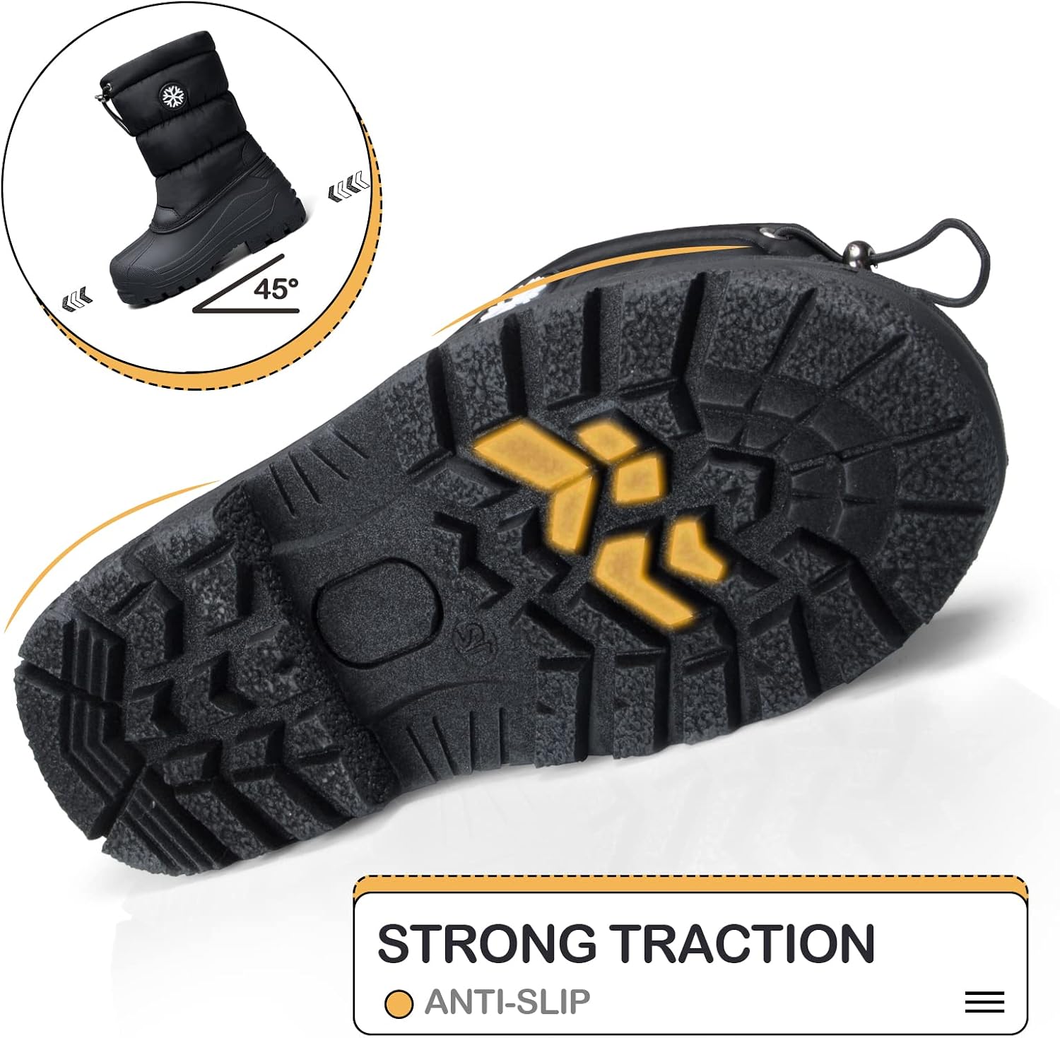 Snow Boots for Boys & Girls Warm Waterproof Slip Resistant Winter Shoes (Toddler/Little Kid/Big Kid)
