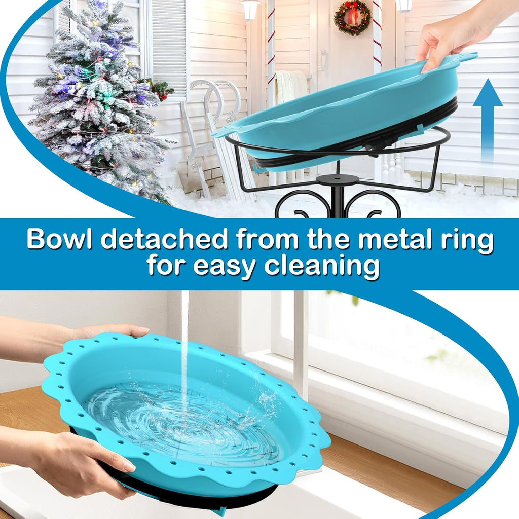 100W Heated Bird Bath for Outdoors, Heated Birdbath Water Heater, Blue