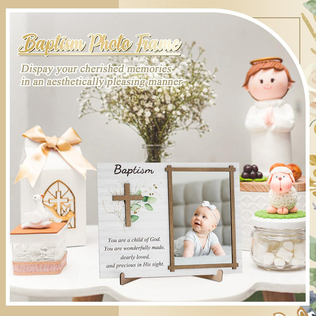 Baptism Gifts for Boys Girls, Baptism Photo Frame with Gift Box, Leaf