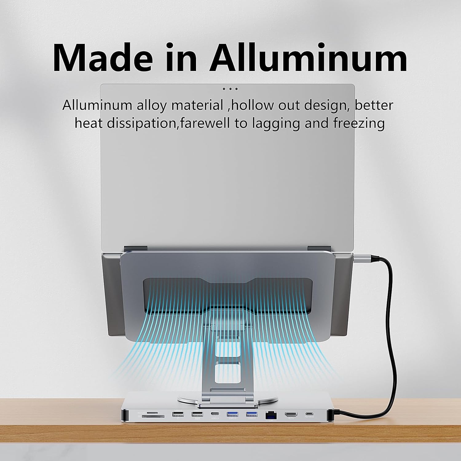10 in 1 Laptop Docking Station Stand for MacBook Pro/Air/Surface/Dell/HP/Lenovo, Mac Type-C Hub with 4K HDMI, USB