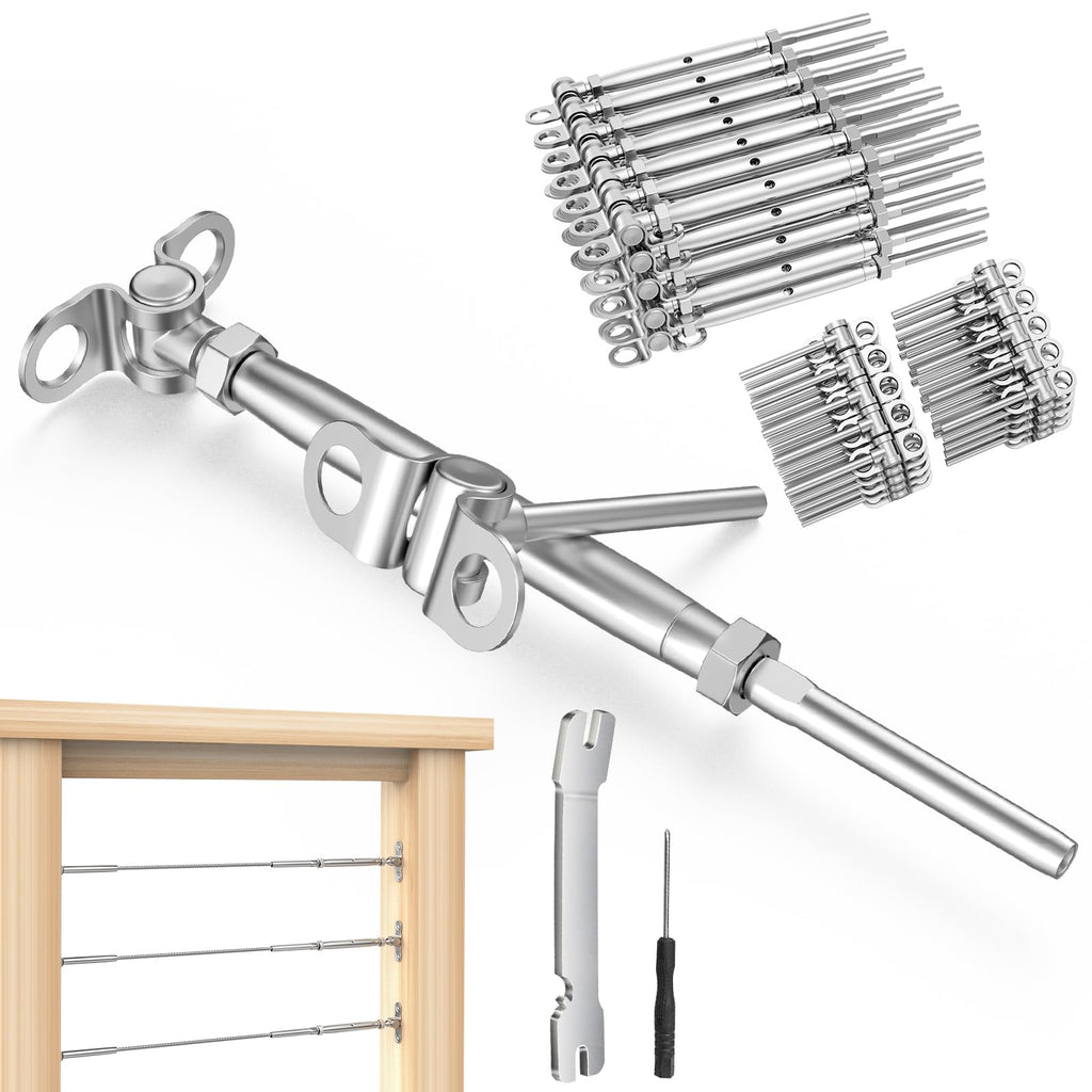 20 Pairs 1/8" Cable Railing Kit Swage Toggle Turnbuckle Hardware