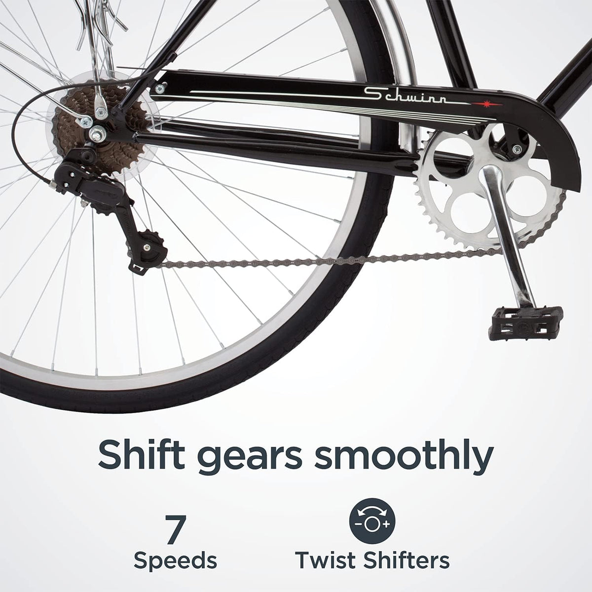 Wayfarer Hybrid Bike, 700c Mens and Womens Bike, 7-Speed Hybrid Bicycle, Retro Steel Frame, Front and Rear Linear