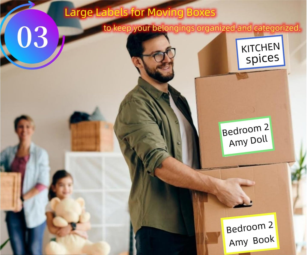 5" x 3" Large Moving Labels for Home Packing Box 6 Color Coded Border Label 162pcs with Writable Notes Areas, Fragile