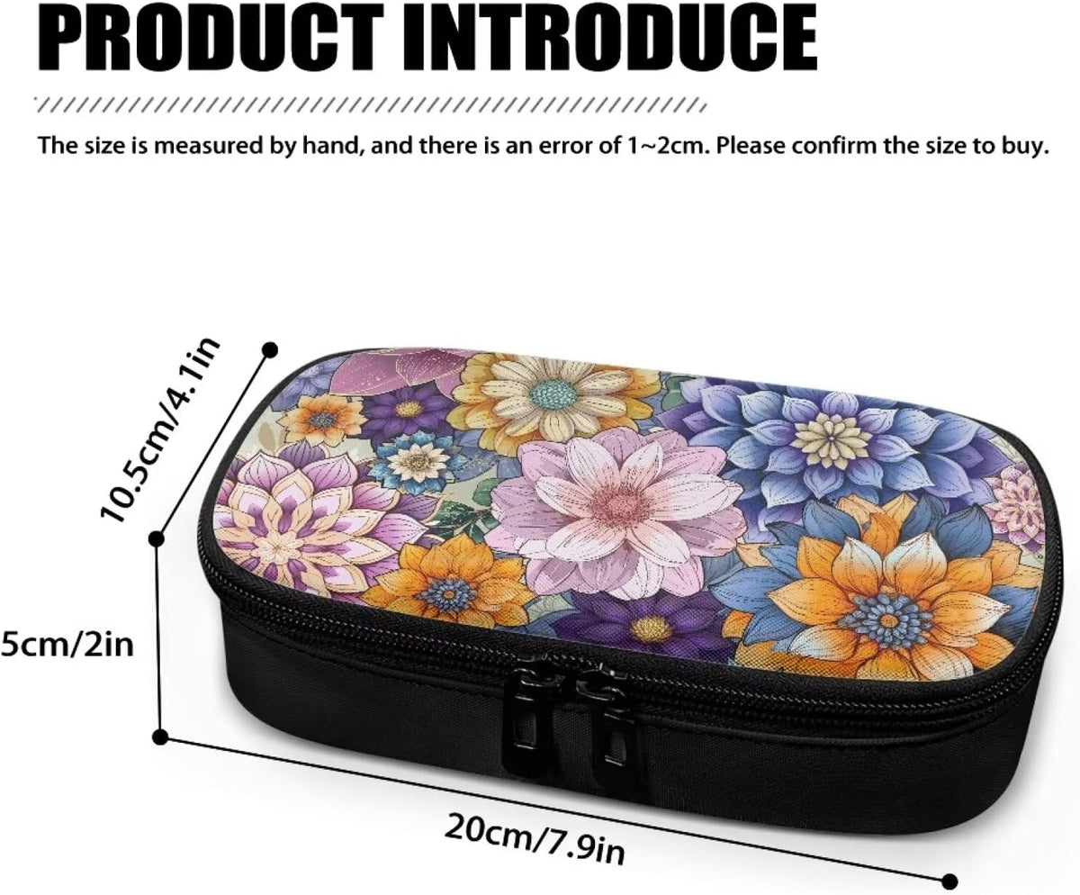 Bohemian Flower Diabetic Supplies Bag Carrying Case Organizer For Diabetes Testing Kit, Blood Glucose Monitor Kit