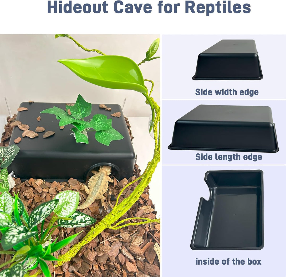 Reptile Hide Cave (2Pcs),Snake Hide for Ball Python & Gecko,Large Size 9.5"