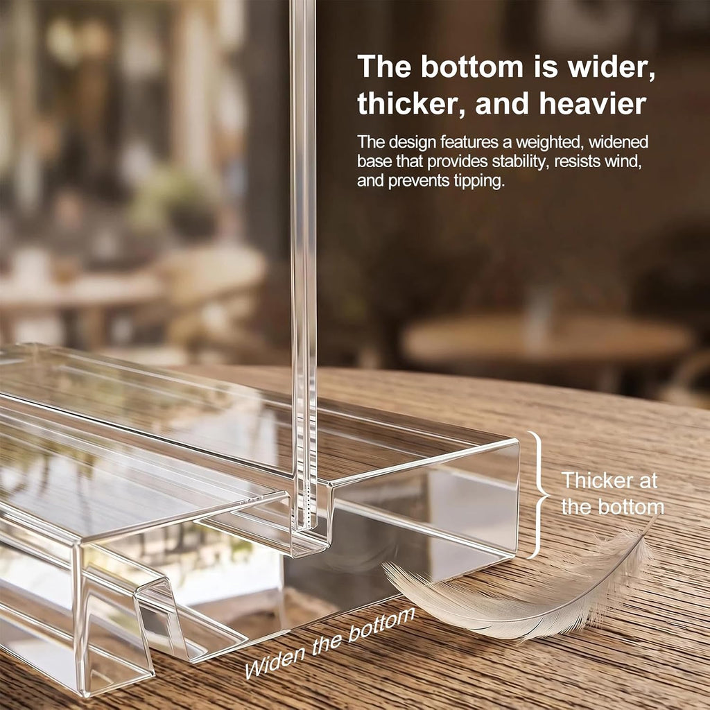4x6 Acrylic Sign Holder,3Pack | Dual-Slot (Vertical Double-Sided/15° Single-Sided), Double-Sided Protective Film