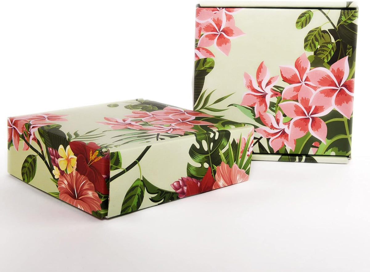 Small Shipping Boxes For Small Business Hawaiian Flower Floral 25 Pack, 6x6x2in Recyclable Small Cardboard Boxes For