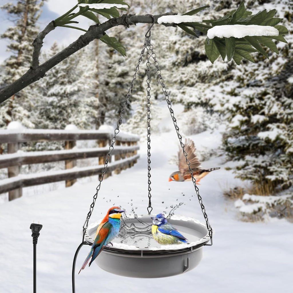 Hanging Heated Bird Bath for Outdoors for Winter, Large Capacity Heated Birdbath Deicer,75W Thermostatically
