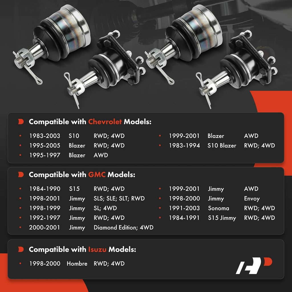 A-Premium Front Upper & Lower Ball Joint Kit, Compatible with Chevy, GMC